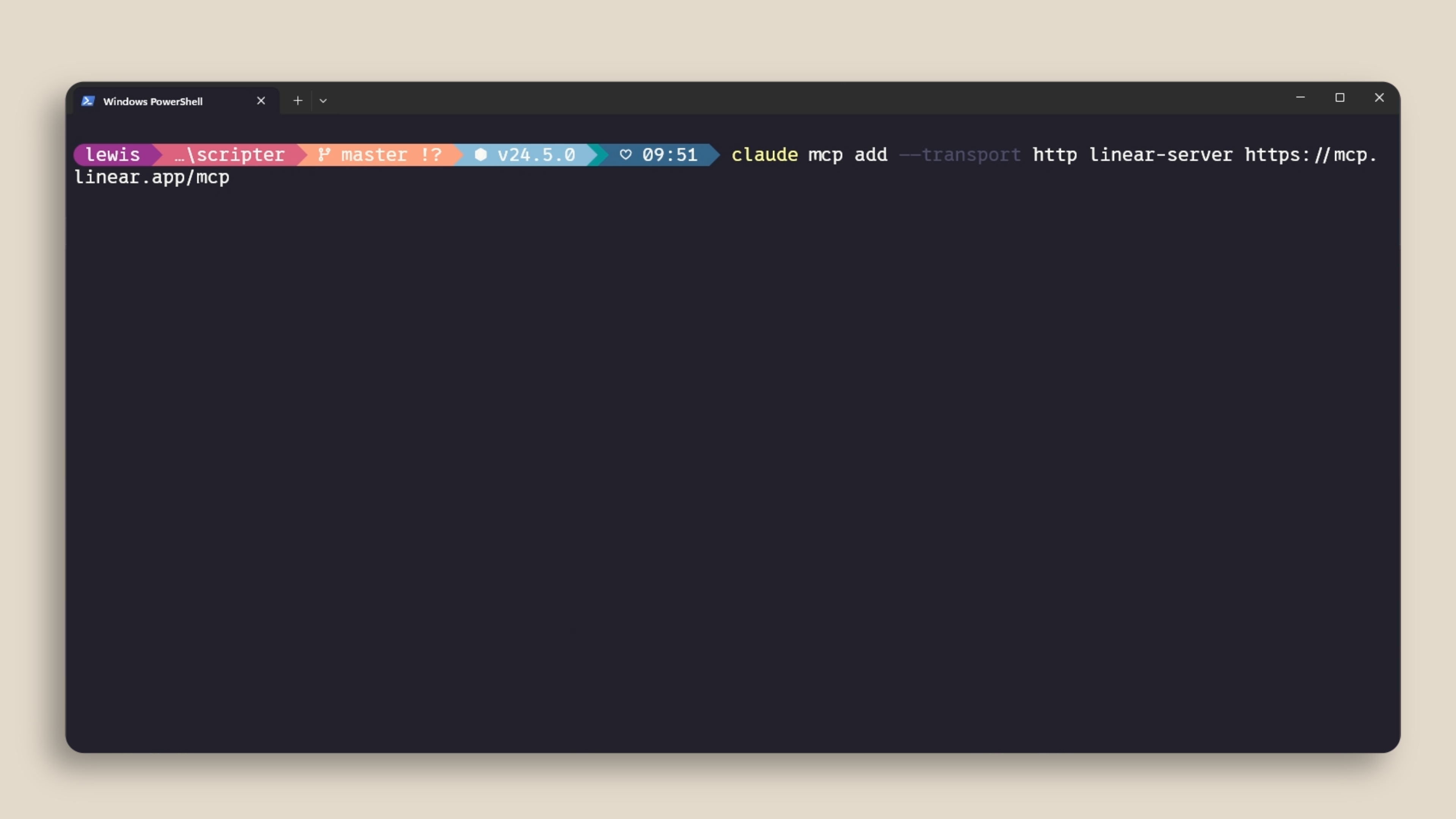 터미널에서 claude mcp add를 실행하여 HTTP Linear MCP 서버를 추가하는 모습