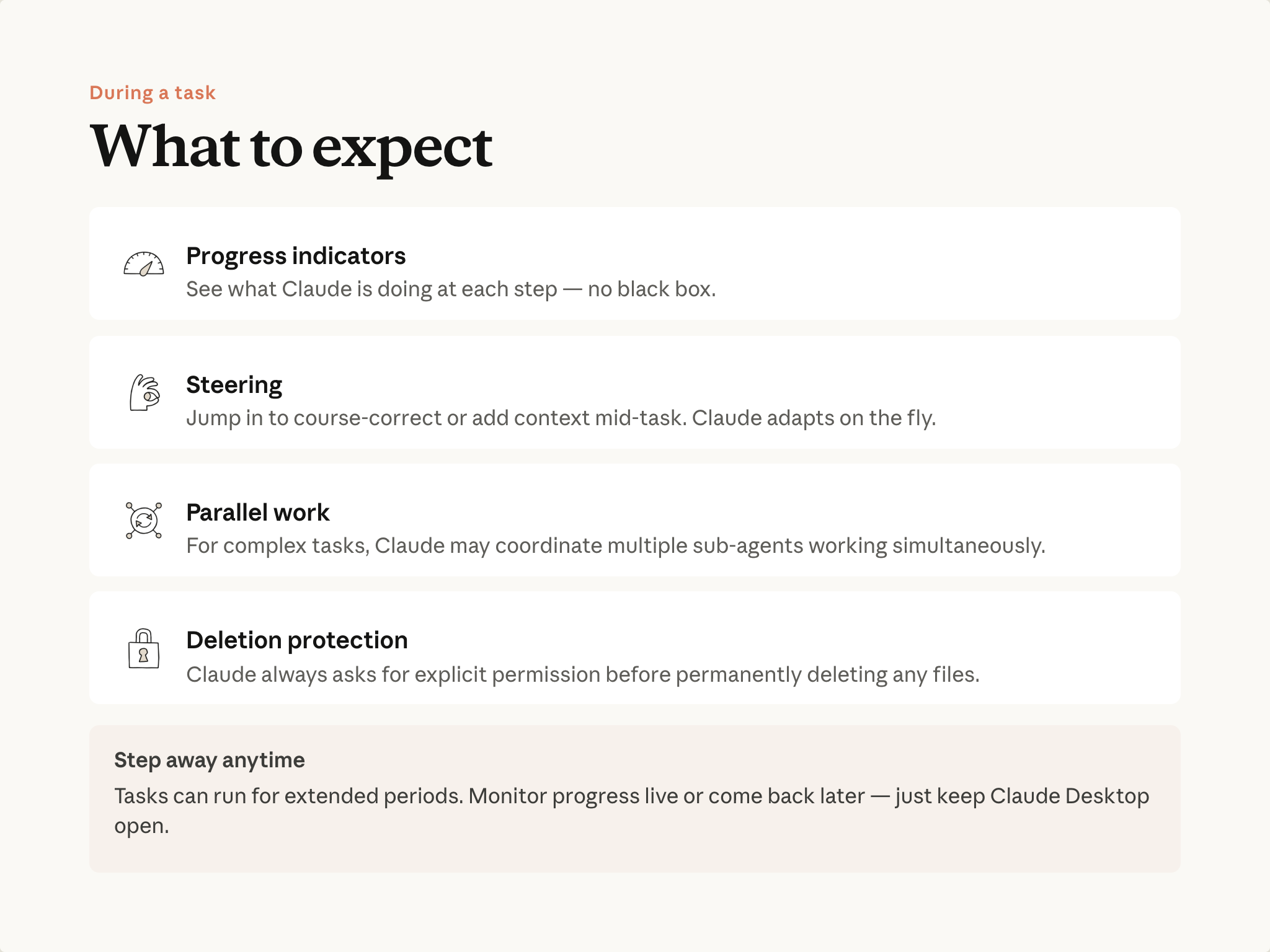 작업 중: 무엇을 기대할 수 있나